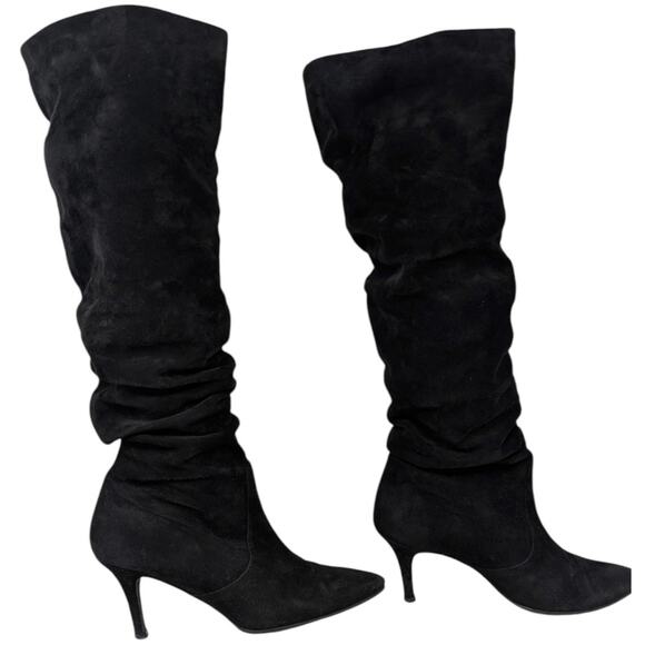 Stuart Weitzman Lafayette Black Suede Slouchy Over the Knee Boots Women’s Size 7 - Picture 3 of 9
